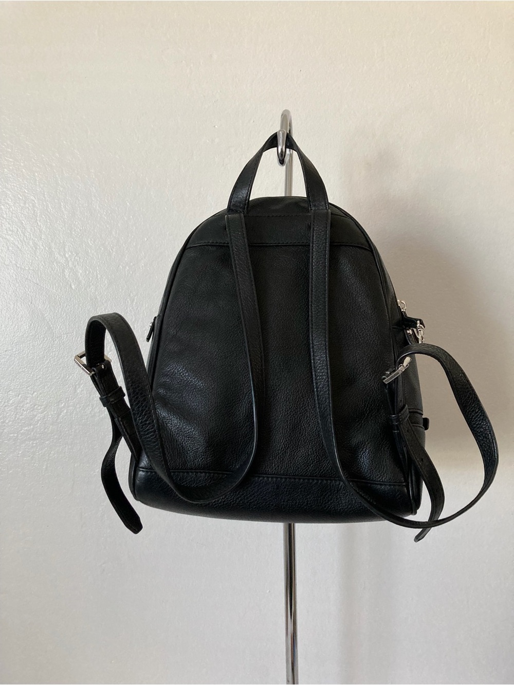 Michael Kors Rhea Black Pebble Leather Backpack - Picture 2 of 7